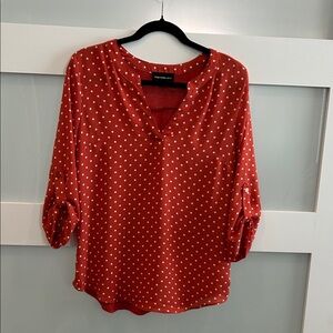 Casual Red Polka Dot Blouse